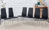 Grid armless high backrest dining chair, black chair and 6-piece set of electroplated metal legs, W1151107275