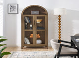A high arched storage cabinet with a lamp, a modern retro-style wooden storage cabinet with 22213549