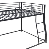 ZNTS Metal Floor Bunk Bed, Full XL over Queen, Black MF311038AAB