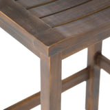Outdoor Acacia Wood Counter Height Barstool, Set of 2, Mahogany Brown Finish N772P248351T