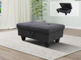 28.5" Storage Ottoman Bench Linen Upholstered for Living Room Bedroom Entryway Dark Gray 12258259