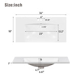 36x18" Rectangular 3 Hole Bathroom Resin Sink, Vanity Top Sink Only, Fits 4" Center WF316073AAK