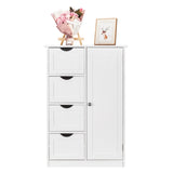 Single Door Bathroom Storage Cabinet with 4 Drawers White 06676375