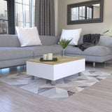 Gambia Lift Top Coffee Table, Four Legs -White / Light Oak B07091866