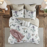 7 Piece Printed Seersucker Comforter Set with Throw Blanket Taupe/Blush Full/Queen B035P266669
