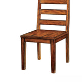 ZNTS Tobacco Oak Finish Solid wood Industrial Style Kitchen Set of 2 Chairs Ladder Back Chairs B011P148640