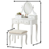 ZNTS Ashley Wood Make-Up Vanity Table and Stool Set, White T2574P163837