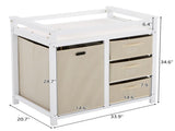 Wooden Frame Removable Top White Painted Pine Children's Cot with 3 Fabric Drawers 1 Fabric Bag 83557884