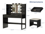 Black particleboard with a melamine finish, 2 drawers, 4 shelves, a dressing table set with 10 12668950