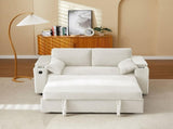 Beige Loveseat Sleeper Sofa with Storage Armrest ,USB Port W588P444893