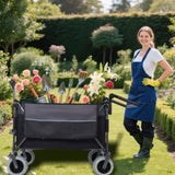 Multi-Functional Push-Pull Folding Wagon Cart with Rotating Handle & 9"x4" Tires for Camping & W2932P317114