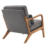 Oak Armrest Oak Upholstered Single Lounge Chair Indoor Lounge Chair Dark Grey 81136898
