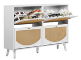 2 rows of 4 dump buckets with high-leg arched rattan shoe cabinet, particle board plastic rattan, 94024581