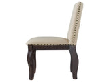 TREXM Set of 4 Dining chairs Wood Upholstered Fabirc Dining Room Chairs with Nailhead WF291264AAP