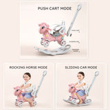 ZNTS Rocking Horse Toddlers, Balance Bike Ride On Toys with Push Handle, Backrest and Balance Board W509125829