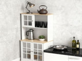 Large Countertop Kitchen Pantry Cabinet,Freestanding Storage Cabinet with Hutch,Glass Doors and T3971P416354