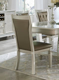 Glamorous Style Side Chairs 2pc Set Acrylic Crystal Tufted Back Upholstered Seat Champagne Finish B01177638
