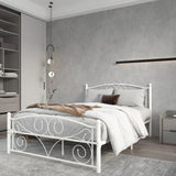 Full Size Unique Flower Sturdy System Metal Bed Frame with Headboard and Footboard W2297P347655