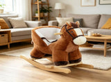 Brown Kids Rocking Horse Wooden Base Ride-on for Indoor Pretend Play Activity 18-36 Months 22417049
