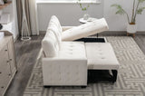 77 Inch Reversible Sectional Storage Sleeper Sofa Bed L-Shape 2 Seat Sectional Chaise With Storage W1203P146254