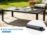 40 Inch Outdoor Coffee Table, Rectangular Metal Patio Coffee Table with Slatted Tabletop, Weather 16097984
