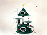Christmas Themed Cat Tree, 50" Multi-Level Cat Tower with 2 Cozy Plush Condos, Natural Sisal 21830212