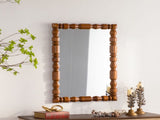 Vintage Wooden Carved Wall Mirror, Decorative Column Frame for Living Room/Entryway Retro Decor W3081P391522