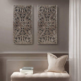 Distressed Carved Wood 2-piece Wall Decor Set B03598796