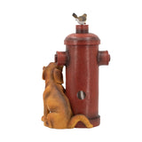 ZNTS 16.2x11x26.8" Red Fire Hydrant Water Fountain with Dog Bird Accents, Outdoor Fountian with Light W2078P178884