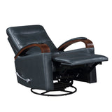 1pc Swivel Gliding Recliner Faux Leather Upholstered Solid Rubberwood Arms Luxurious Living Room B011P329243
