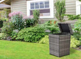 With Top Cover Iron Frame Rattan Trash Can Gary Gradient 14100479