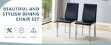 Two Black PU dining chairs,Silver Metal Legs.Simple and versatile, comfortable and accompanied. W1151P269021