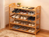 26.38*9.68*37.4in 5-Tier Portable Bamboo Shoe Rack, Natural Wood Color 80222555