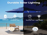 10ft 3-Tier Solar LED Patio Umbrella with Tilt Adjustment and UV-Resistant Polyester Fabric, Outdoor 86172517