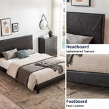 Queen Size Upholstered Platform Bed Frame ,Wood Slat Support, Easy Assembly,Black, PU W2297P284541