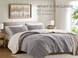 3 Pieces King/Cal King Cable Knit Chenille Comforter Set,Gray B035P381304