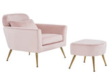 Half Disassembled Single Chair With Gold Feet And Pedals Flannelette Indoor Leisure Chair Pink 19870933