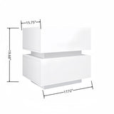 White Color High Glossy 2 Drawers Bedside Table with RGB Led Light Nightstand with Bluetooth Control W2139142767