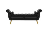 ZNTS Black, PU Leather, Metal Feet Upholstered Ottoman Bedroom Lounge Ottoman Flip Top Storage Sofa Bench 30930890