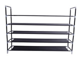 Simple Assembly 5 Tiers Non-woven Fabric Shoe Rack with Handle Black 56072092
