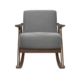 Modern Home Furniture 1pc Rocking Chair Gray Fabric Upholstered Dark Walnut Finish Wood Cushion Seat B011P255260