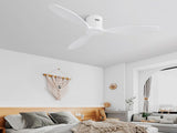 52 Inch Indoor Wooden Ceiling Fan With 3 Solid Wood Blades Remote Control Reversible DC Motor W934P146082