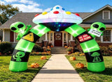 10.5FT Halloween Inflatable Alien Archway with Built-in LED Lights, Polyester Blow Up Alien UFO Arch 71783358
