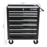 7 DRAWERS MULTIFUNCTIONAL TOOL CART WITH WHEELS-BLACK W1102107325