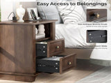 () 2-Drawer Bedside with Shelves and Sockets MDF Painted Retro Bedside 55091139