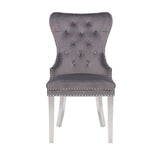 Simba Stainless Steel 2 Piece Chair Finish with Velvet Fabric in Dark Gray 808857571366