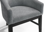 Haven Set of 2 Gray Fabric Barrel Dining Chair with Black Finish Legs B061P291337