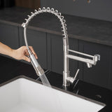 Commercial Kitchen Faucet with Pull Down Sprayer, Stainless Steel Single Handle Single Lever Kitchen W1932P224880