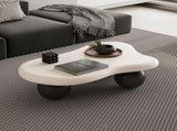 40 Inch Cloud Shaped Coffee Table with 3 Ball Legs for Living Room, White Top Black Legs 31213575