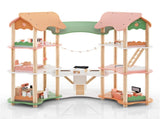 3-Tier Dollhouse with 7 Rooms & 31 Cute Furniture, MDFPine Wood Corner Design Kids Toy 08995509